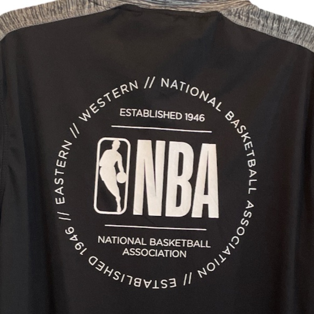 NBA (Big Spell Out On Back) Black And Gray 1/4 Zip Pullover Jacket Size XL